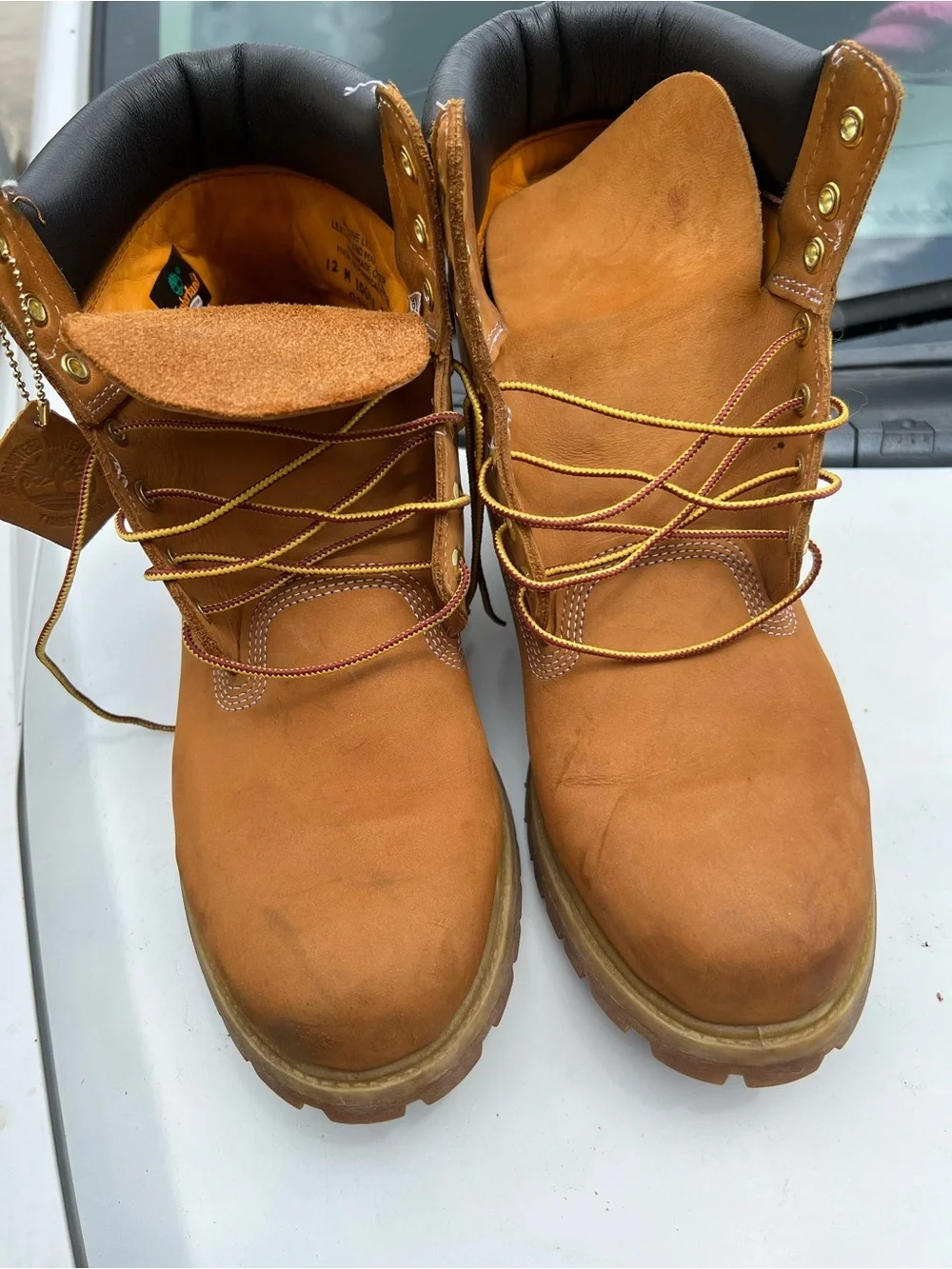 Timberland Wheat/Tan Men's Leather Work Boots with Yellow Lining